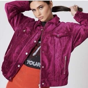 Free People Fuchsia Jean Jacket